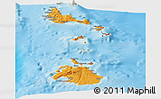 Political Panoramic Map of Shefa, shaded relief outside