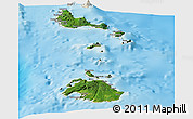 Satellite Panoramic Map of Shefa, shaded relief outside
