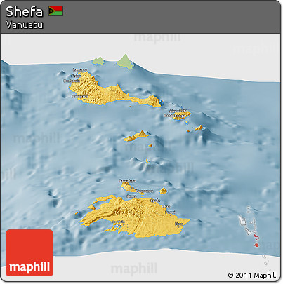 Savanna Style Panoramic Map of Shefa, single color outside