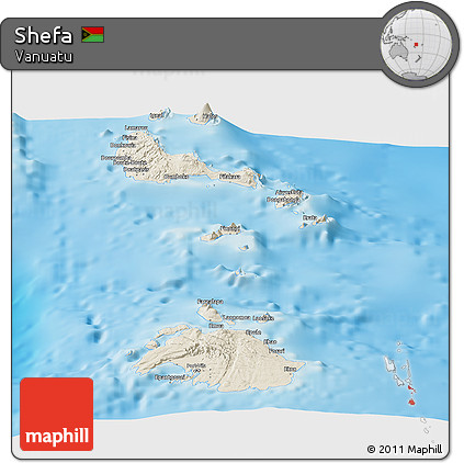 Shaded Relief Panoramic Map of Shefa