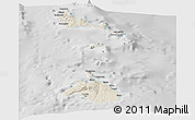 Shaded Relief Panoramic Map of Shefa, lighten, desaturated