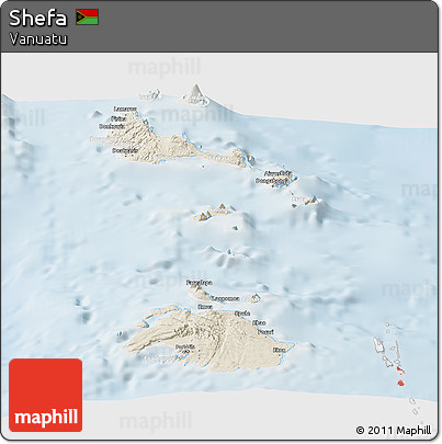 Shaded Relief Panoramic Map of Shefa, lighten