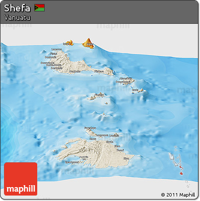Shaded Relief Panoramic Map of Shefa, political outside