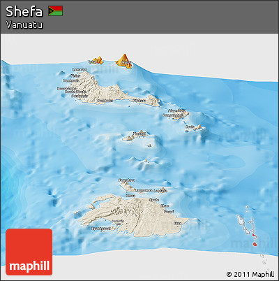 Shaded Relief Panoramic Map of Shefa, political outside
