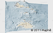 Shaded Relief Panoramic Map of Shefa, semi-desaturated
