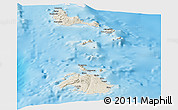 Shaded Relief Panoramic Map of Shefa, single color outside