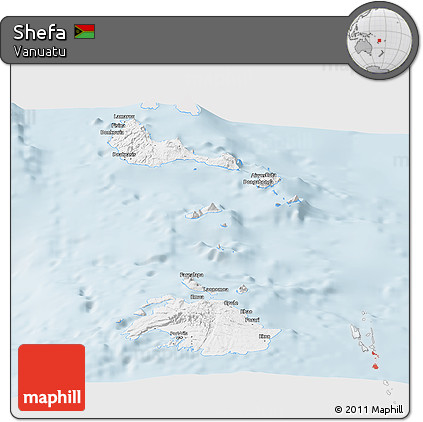 Silver Style Panoramic Map of Shefa, single color outside
