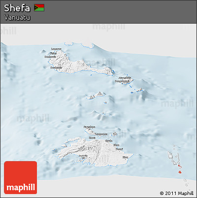Silver Style Panoramic Map of Shefa, single color outside