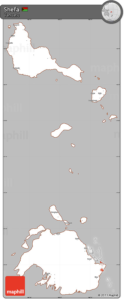 Gray Simple Map of Shefa, cropped outside