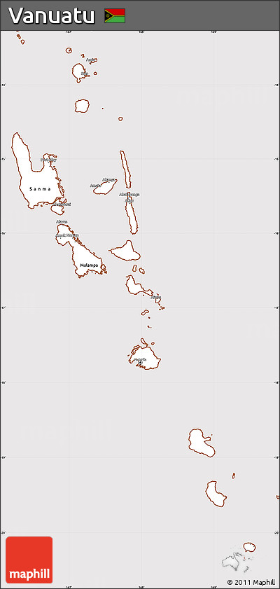 Classic Style Simple Map of Vanuatu, cropped outside