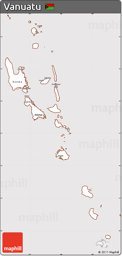 Classic Style Simple Map of Vanuatu, cropped outside