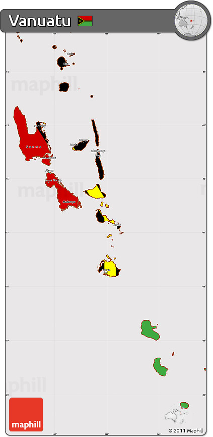 Flag Simple Map of Vanuatu, flag aligned to the middle