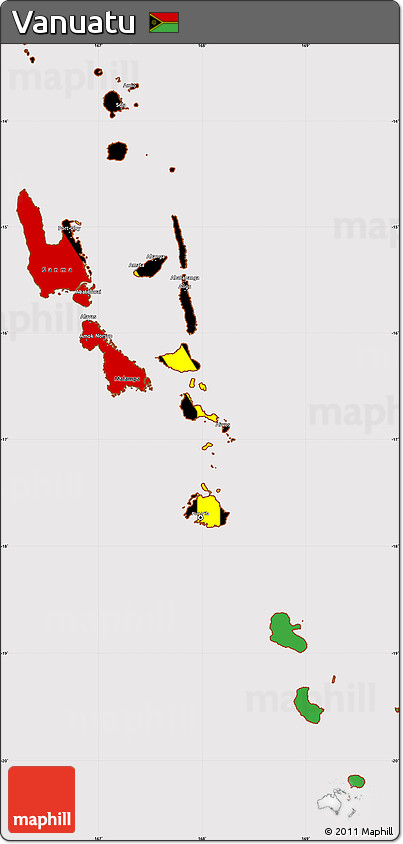 Flag Simple Map of Vanuatu, flag aligned to the middle