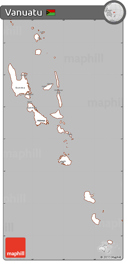 Gray Simple Map of Vanuatu, cropped outside