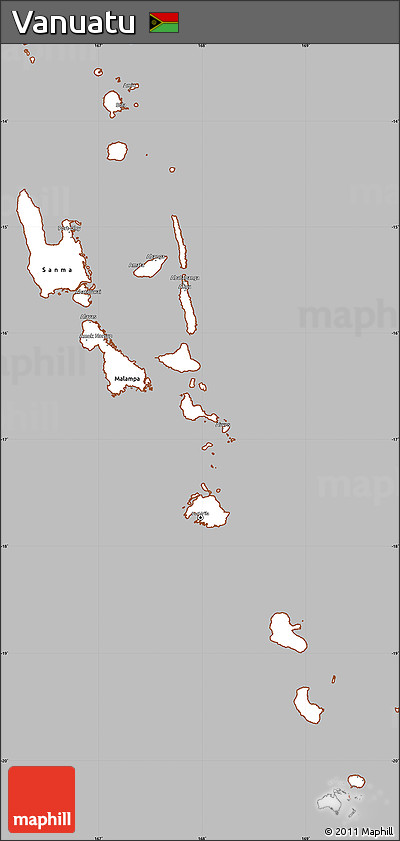 Gray Simple Map of Vanuatu, cropped outside