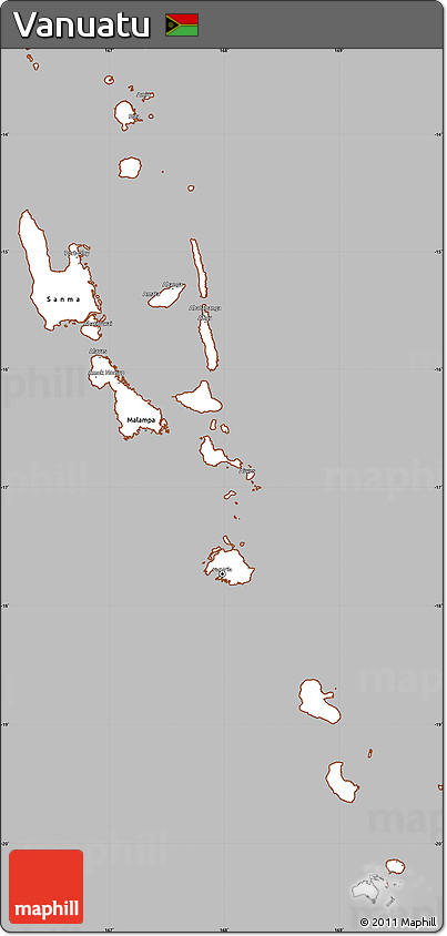 Gray Simple Map of Vanuatu, cropped outside