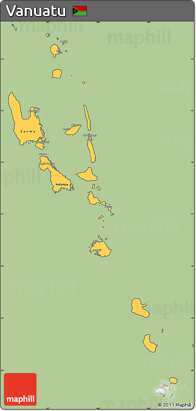 Savanna Style Simple Map of Vanuatu, cropped outside