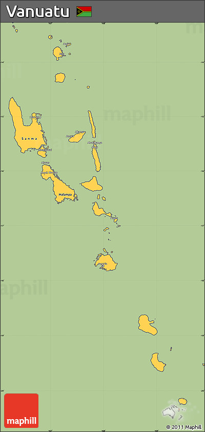 Savanna Style Simple Map of Vanuatu, cropped outside