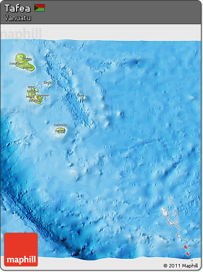 Physical 3D Map of Tafea, political outside
