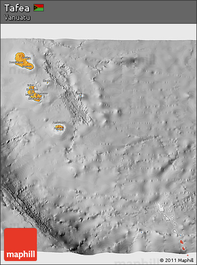 Political 3D Map of Tafea, desaturated