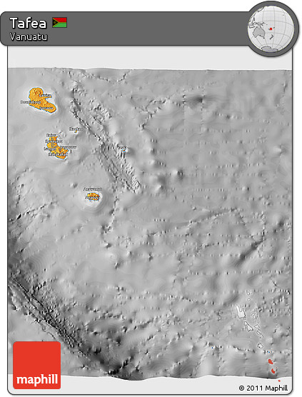 Political 3D Map of Tafea, desaturated