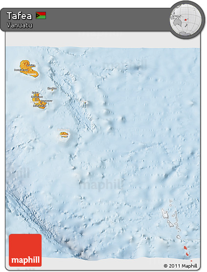 Political 3D Map of Tafea, lighten