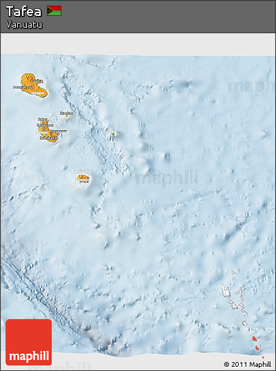 Political 3D Map of Tafea, lighten