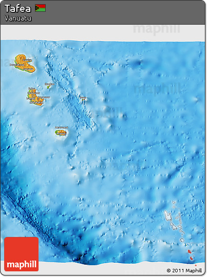Political 3D Map of Tafea, physical outside