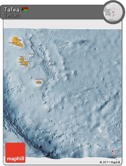 Political 3D Map of Tafea, semi-desaturated
