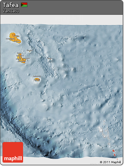 Political 3D Map of Tafea, semi-desaturated