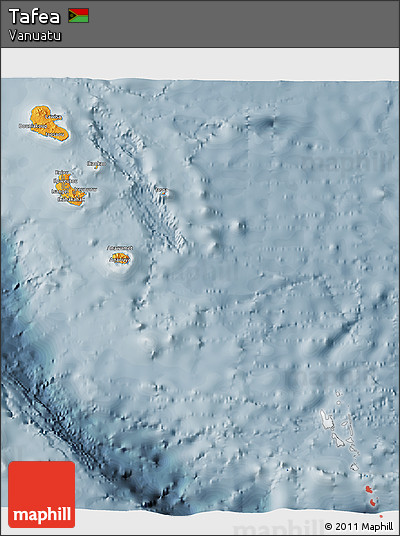 Political 3D Map of Tafea, semi-desaturated