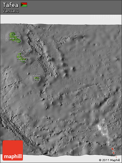 Satellite 3D Map of Tafea, desaturated