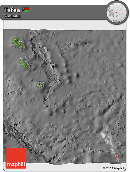 Satellite 3D Map of Tafea, desaturated