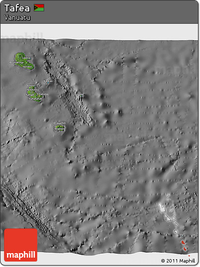 Satellite 3D Map of Tafea, desaturated