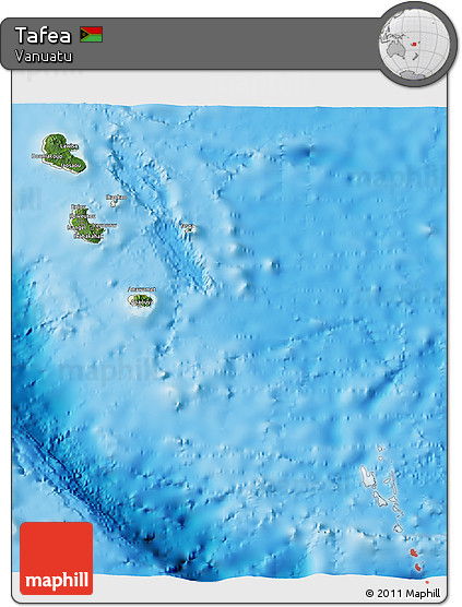 Satellite 3D Map of Tafea, shaded relief outside