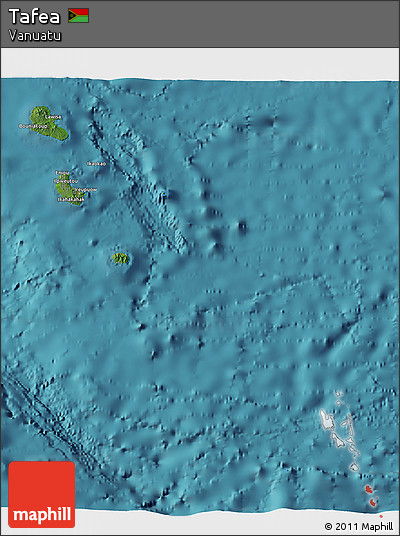 Satellite 3D Map of Tafea, single color outside