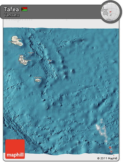 Shaded Relief 3D Map of Tafea, satellite outside
