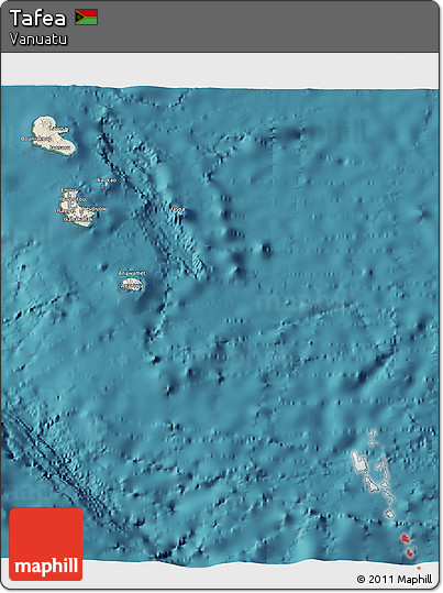 Shaded Relief 3D Map of Tafea, satellite outside