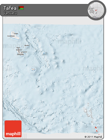 Silver Style 3D Map of Tafea, single color outside