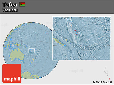 Savanna Style Location Map of Tafea, highlighted country, hill shading