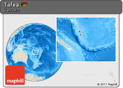 Shaded Relief Location Map of Tafea, highlighted country