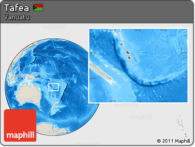 Shaded Relief Location Map of Tafea, highlighted country