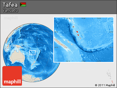 Shaded Relief Location Map of Tafea, highlighted country