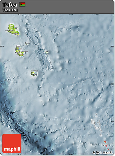 Physical Map of Tafea, semi-desaturated