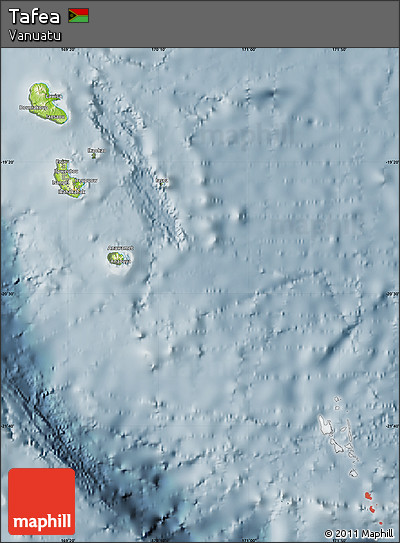Physical Map of Tafea, semi-desaturated