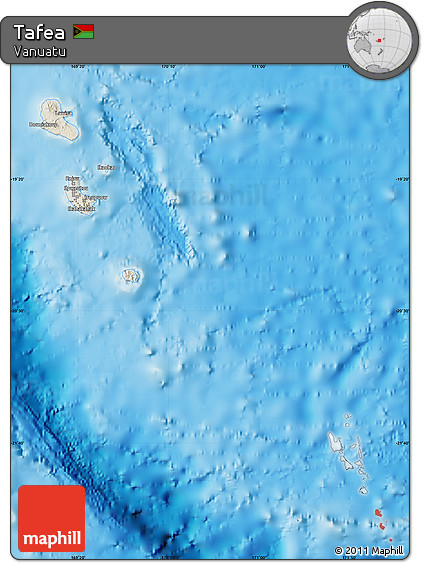 Shaded Relief Map of Tafea, single color outside