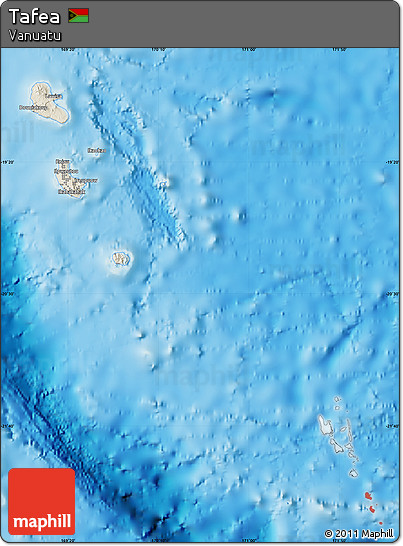 Shaded Relief Map of Tafea, single color outside
