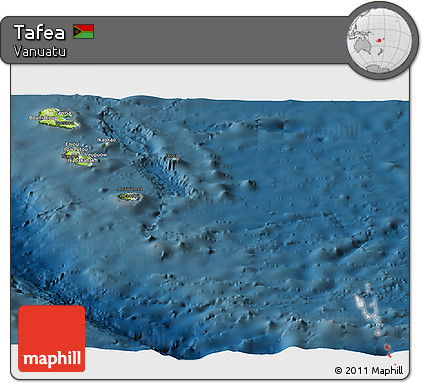 Physical Panoramic Map of Tafea, darken