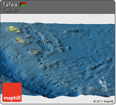 Physical Panoramic Map of Tafea, darken
