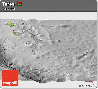 Physical Panoramic Map of Tafea, desaturated
